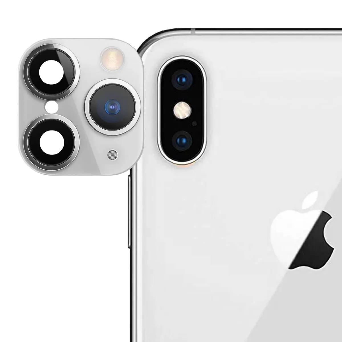 Faux Appareil Photo iPhone 11 Pro Autocollant Protège Caméra en Verre Blanc