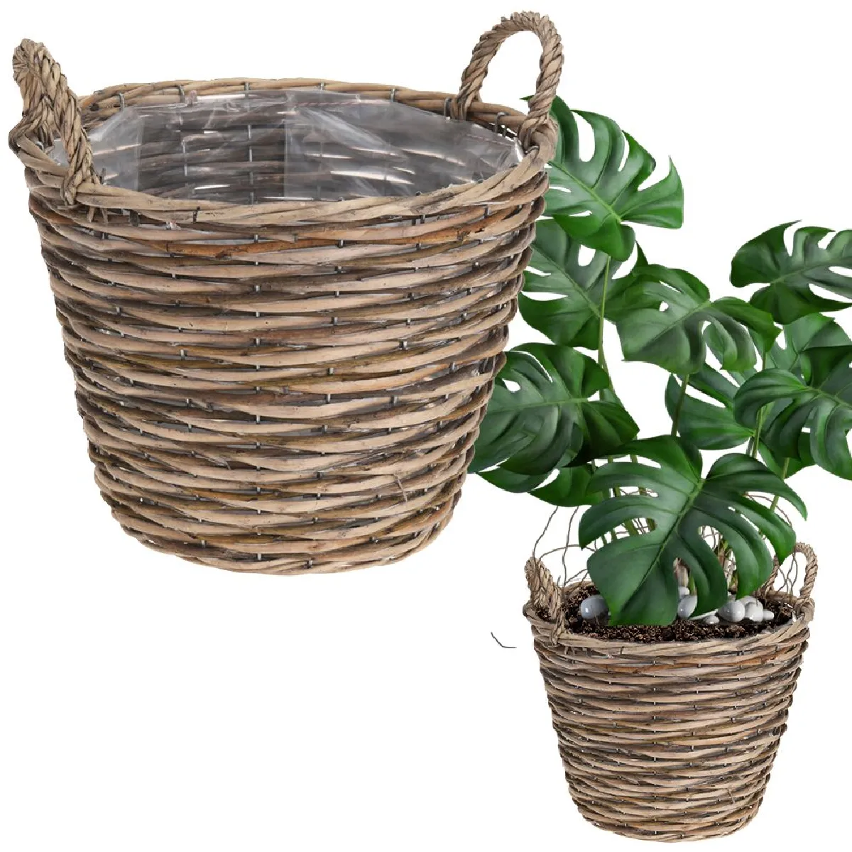 Cache-pot en osier panier panier avec supports pour plantes fleurs 33x31 cm