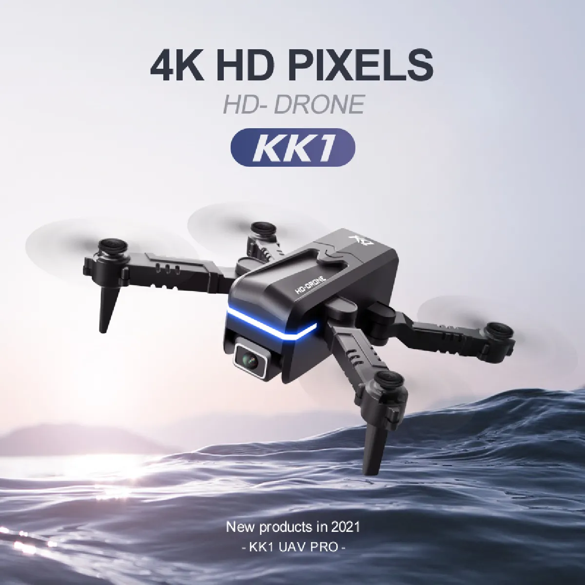 KK1 Mini Drone 4K HD Camera Pro RC Drone WiFi FPV Drone Toys Outdoor RC Quadcopter Fixed Altitude Helicopter Toys - RC Quadcopter(Le noir)