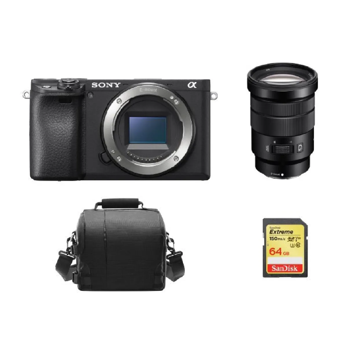 SONY A6400 Body Black + SONY SEL 18-105MM F4 G OSS + 64GB SD card + camera Bag