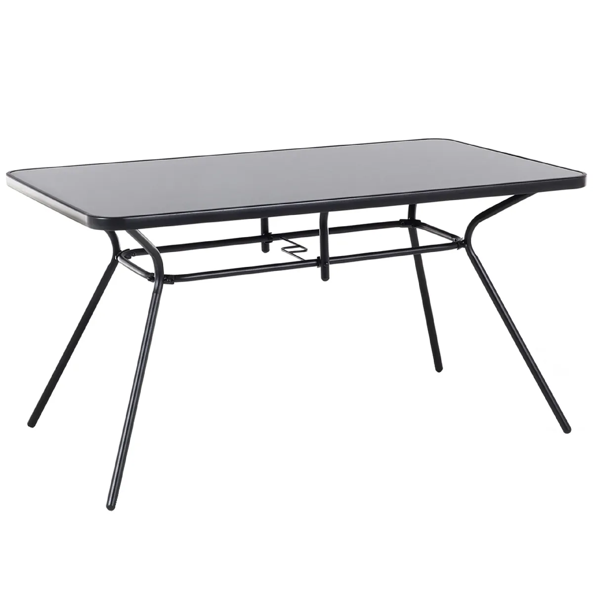 Table de jardin 140 x 80 cm Verre Noir LIVO