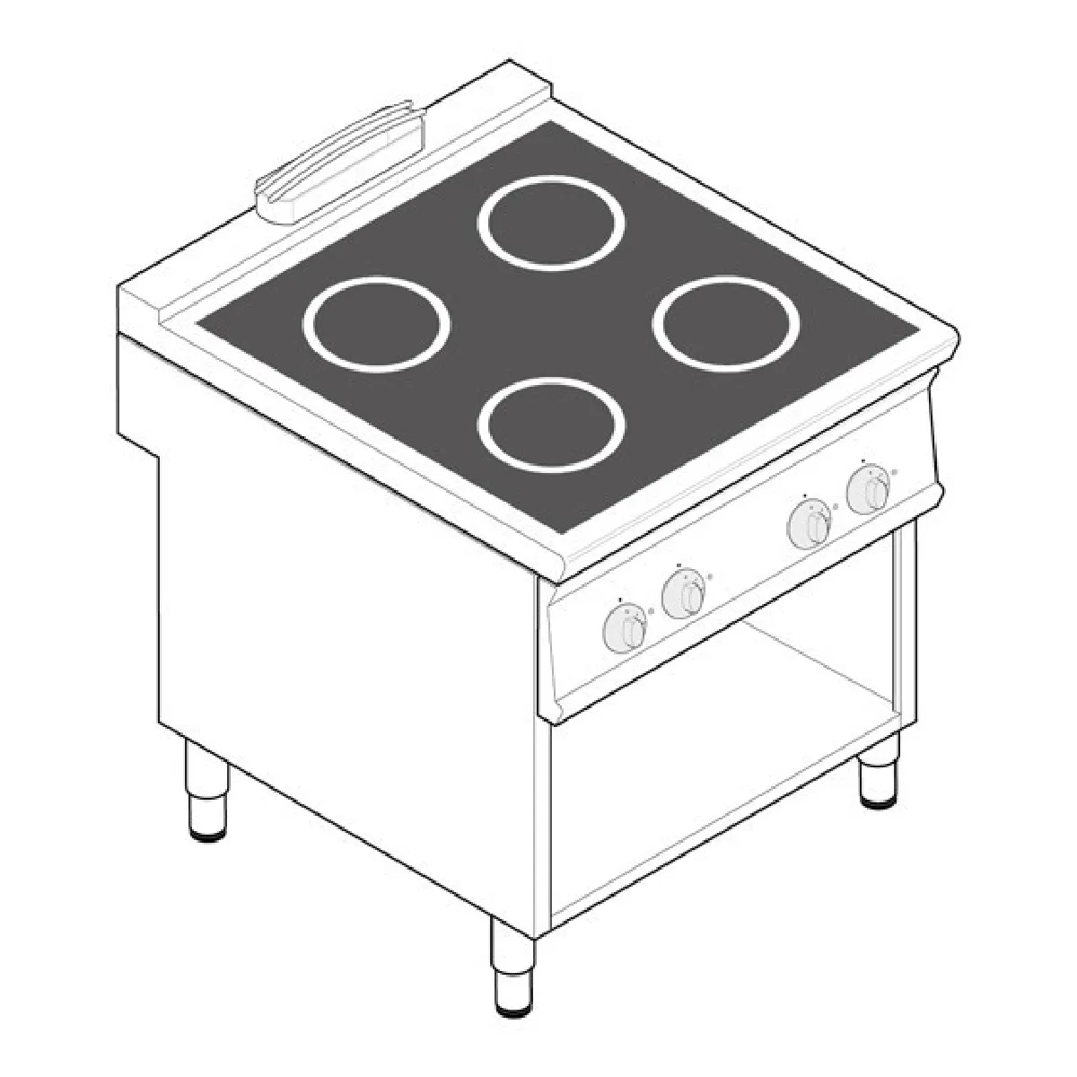 Plaque de cuisson électrique à induction - 4 plaques 20 kW - gamme 900 - Tecnoinox
