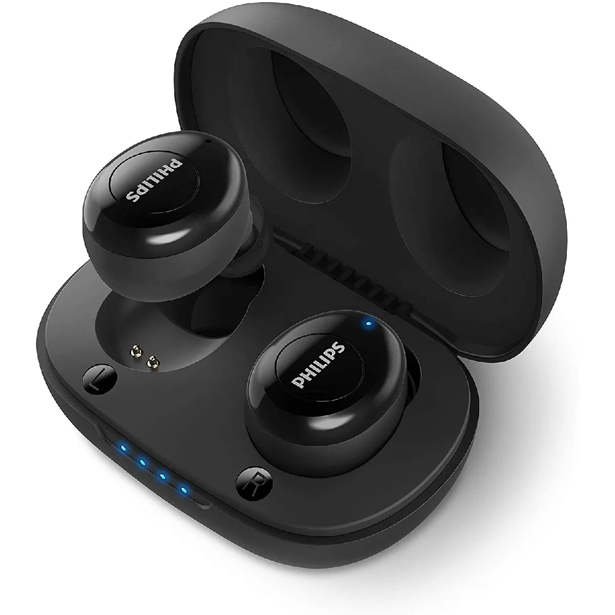 Philips écouteurs Intra-Auriculaires UT102BK/00 True Wireless écouteurs (Bluetooth, 12 Heures d’autonomie, Microphone intégré, Siri, Assistant Google, Station de Chargement Portable)(Noir)