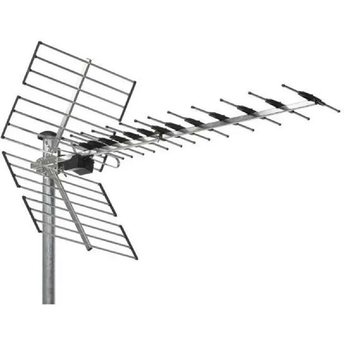 Antenne terrestre râteau aluminium TNT UHF DVB-T WISI EZ 457 LTE 700 MHz Gain de 15dB