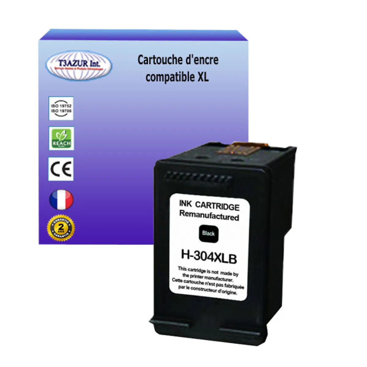 Cartouche compatible avec HP Deskjet 2600, 2620, 2621, 2622 remplace HP 304XL - Noire - 20ml - T3AZUR