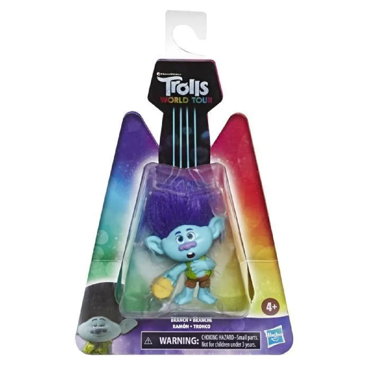 Les Trolls 2 Tournee Mondiale de DreamWorks - Poupee Branche avec Tambourin - 12,5 cm