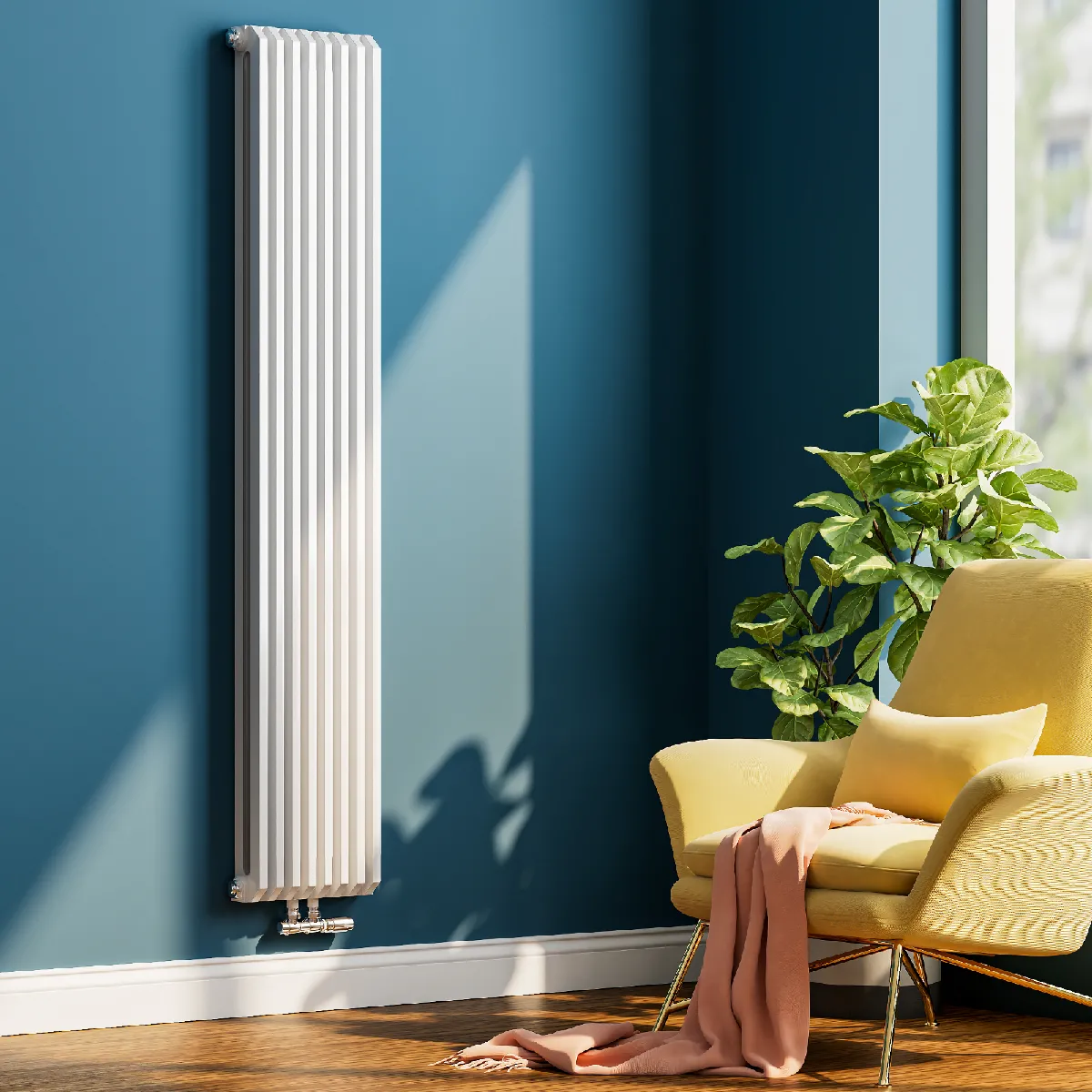 EMKE Radiateur eau chaude verticale en acier H.180 × L.35 cm 1611 W Le design Chauffage central blanc