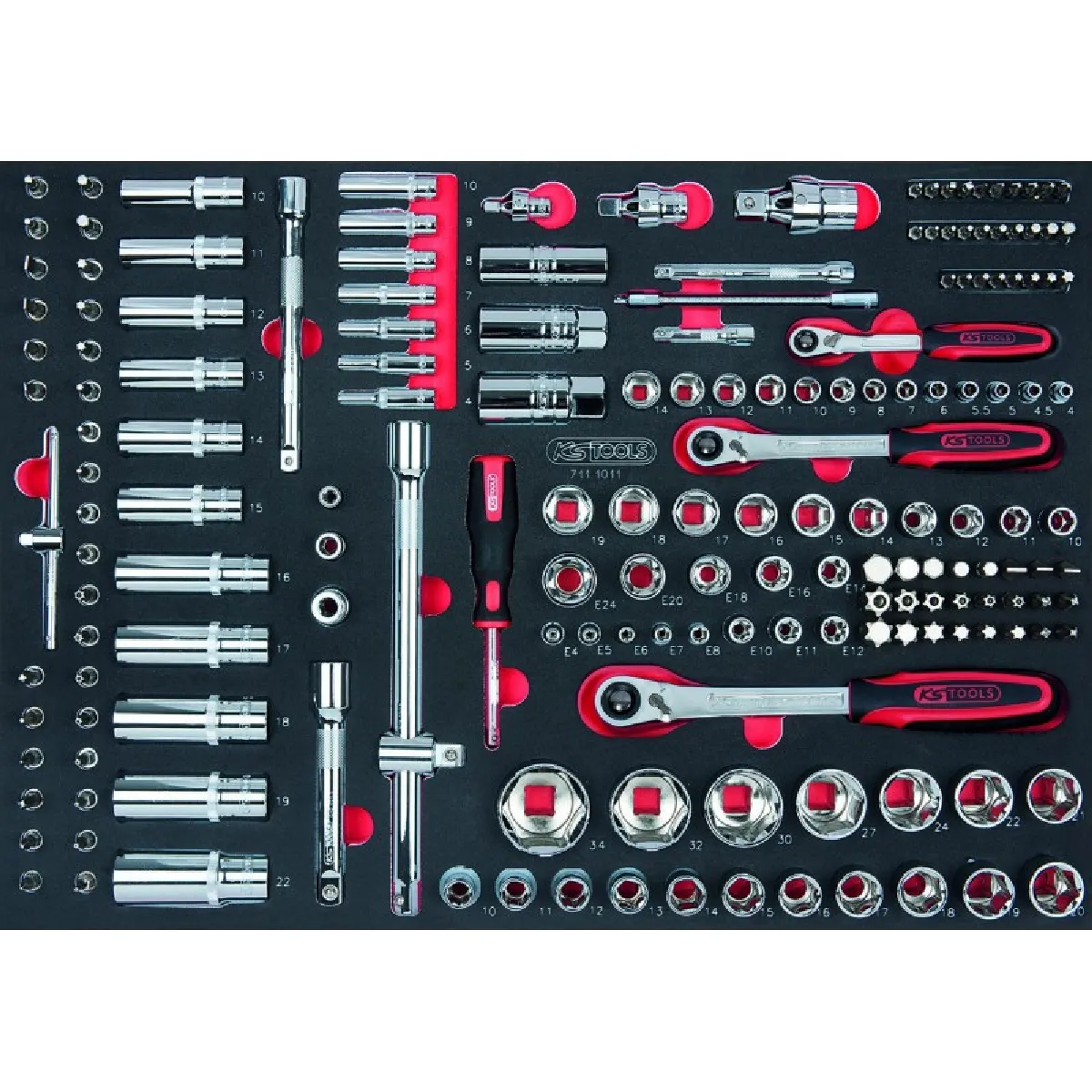 KS TOOLS 711.1011 Module de douilles et accessoires 1/4'' - 3/8'' - 1/2'', 172 pièces