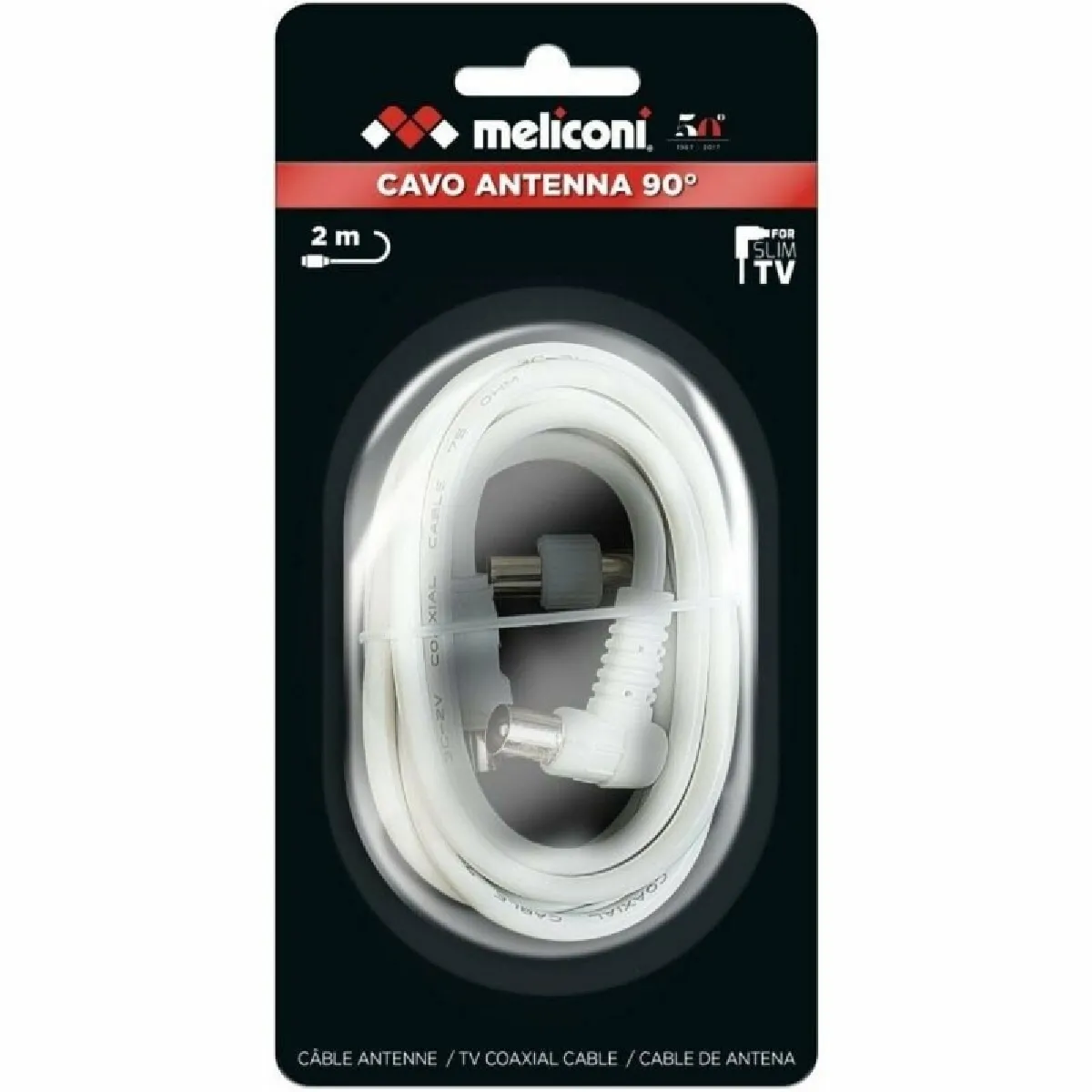 Câble Coaxial Antenne TV Meliconi 497101 2 m Blanc