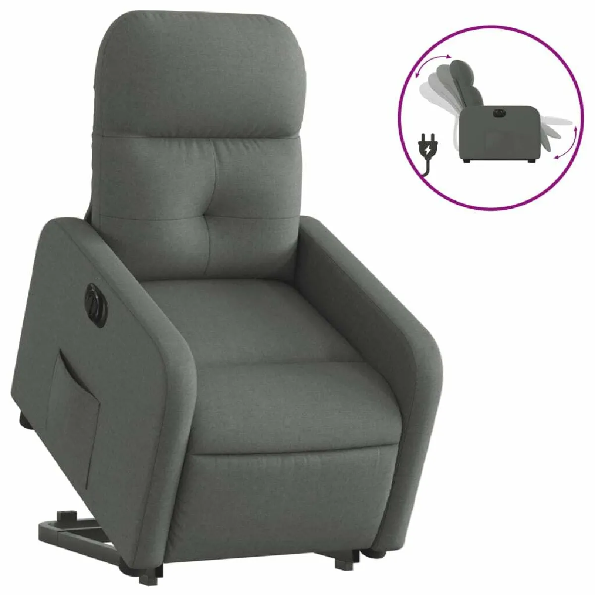 Fauteuil Relax pour salon, Fauteuil inclinable électrique gris foncé tissu -GKD60194