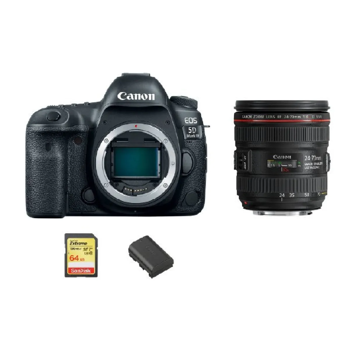 CANON EOS 5D IV KIT EF 24-70mm F4L IS USM + 64GB SD card + LP-E6N Battery