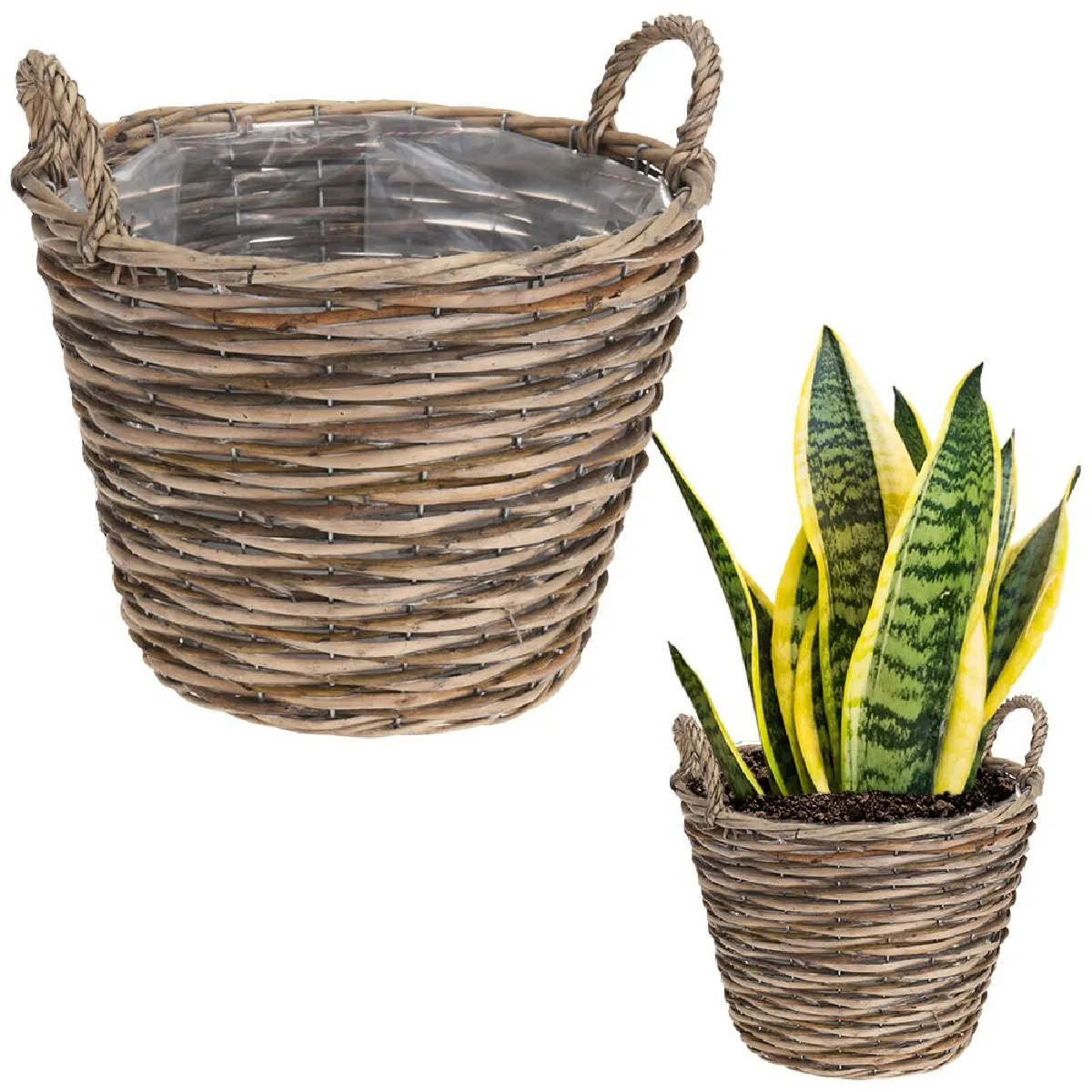 Cache-pot en osier panier panier avec supports pour plantes fleurs 27x27 cm