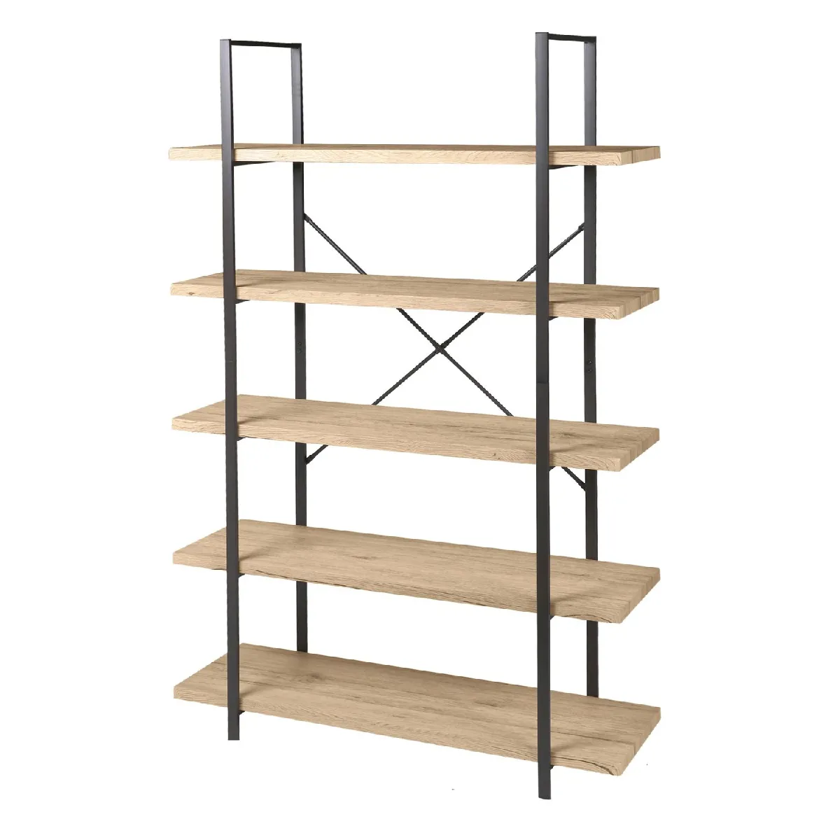 Etagère design industriel bois et métal Dock - L. 100 x H. 174 cm - Noir