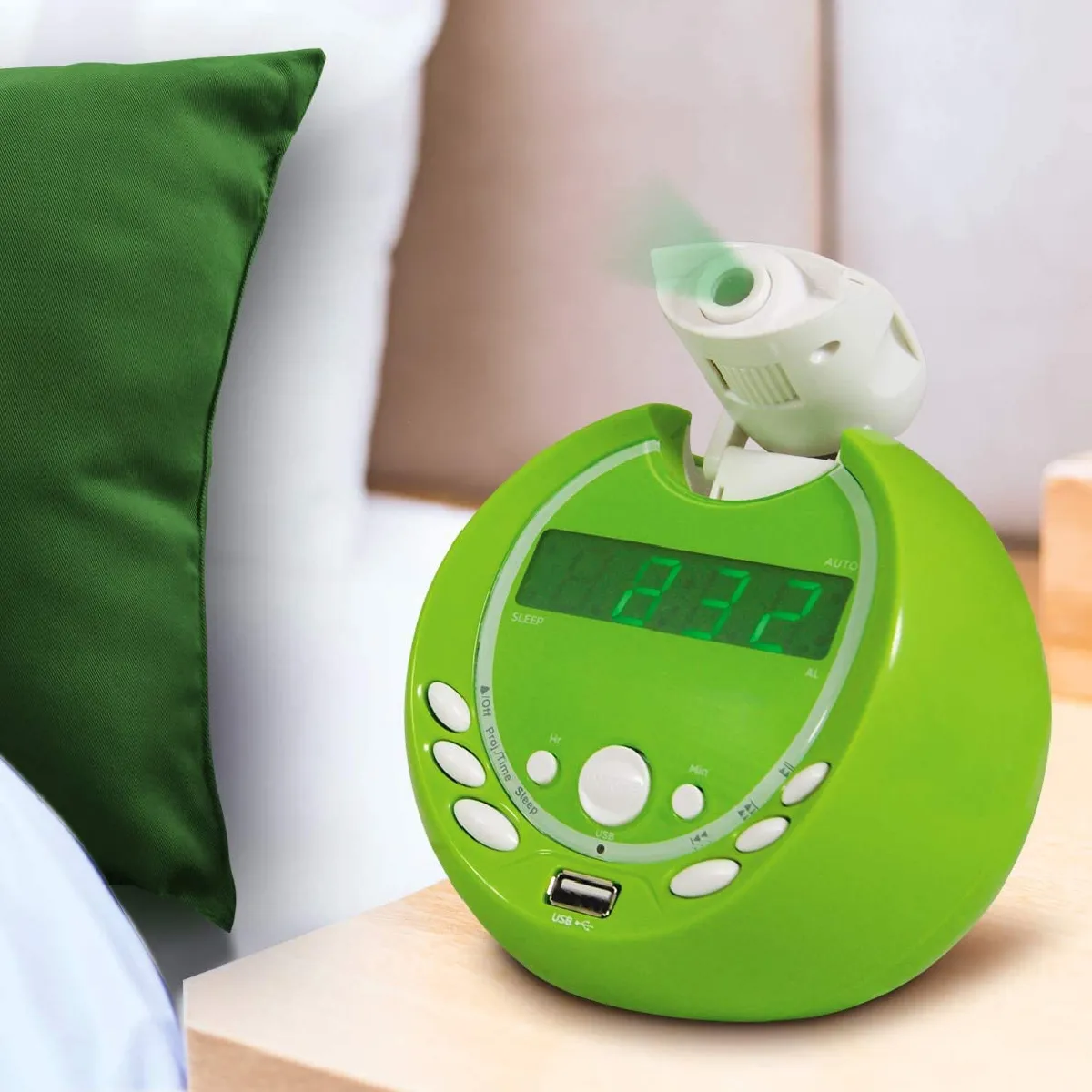 radio Réveil Gulli MP3 USB avec projection de l'heure et alarme vert