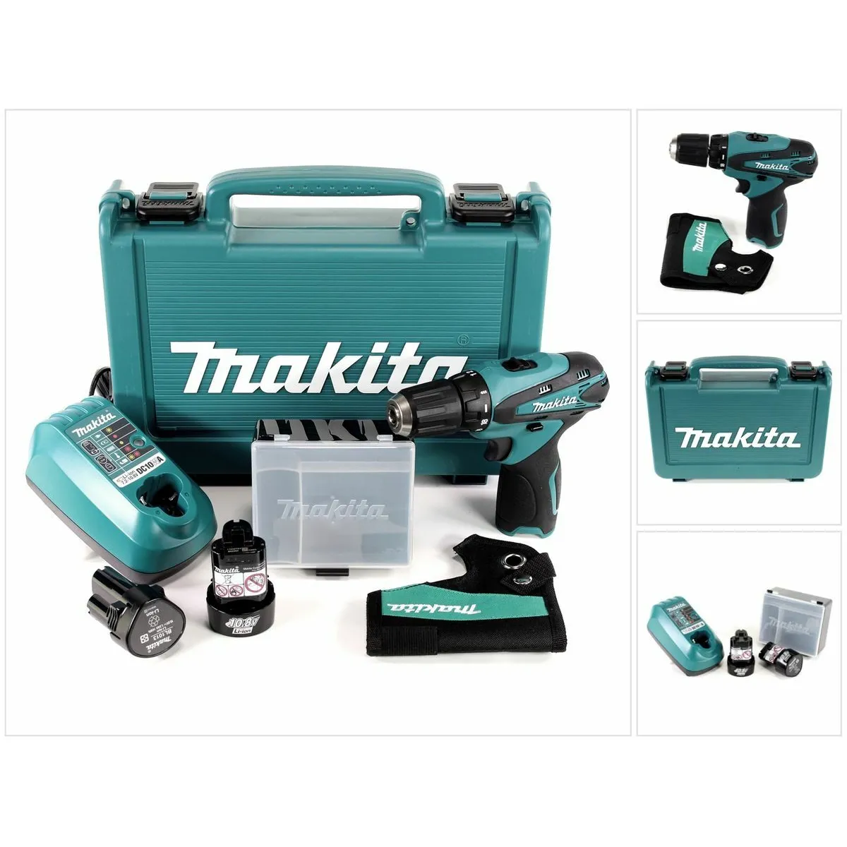 Makita DF 330 DWE 10,8 V Perceuse visseuse sans fil avec Coffret de transport + 2x Batteries 1,3 Ah + Chargeur