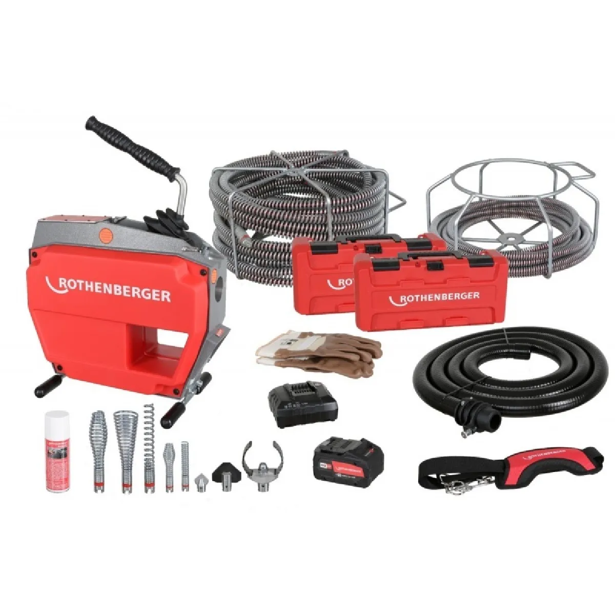 Déboucheur Rothenberger R600 VarioClean 18 V batterie 8Ah chargeur accessoires