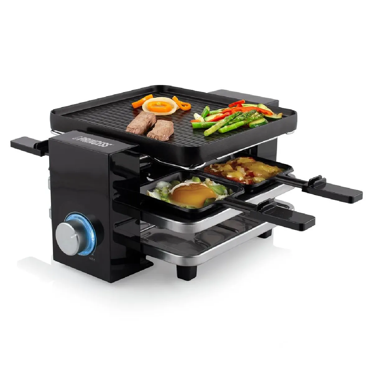 appareil à raclette pour 4 personnes multifonctions 700W gris noir