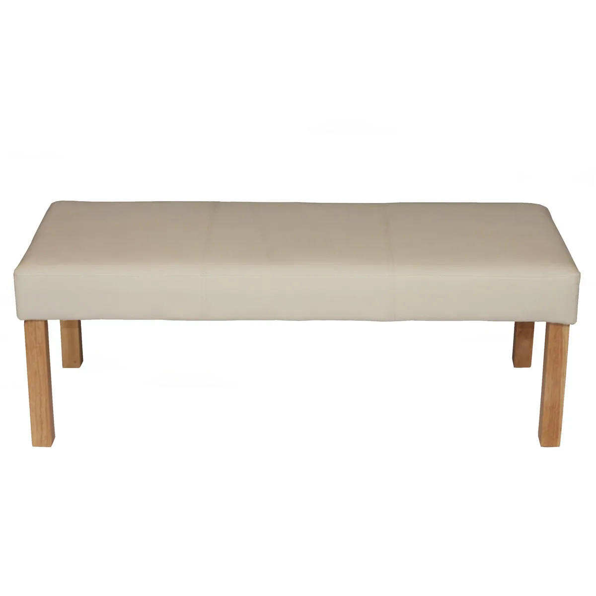 Banc banquette M37, simili-cuir mat ~ crème/pieds clairs, 120x49x43cm