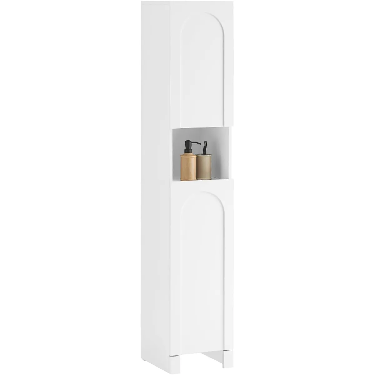 SoBuy Meuble Colonne, Armoire Haute de Salle de Bain, Meuble de Rangement Étroit avec 2 Portes Étagères Réglables, Compartiments, 30 x 30 x 160 cm, Blanc, BZR163-W