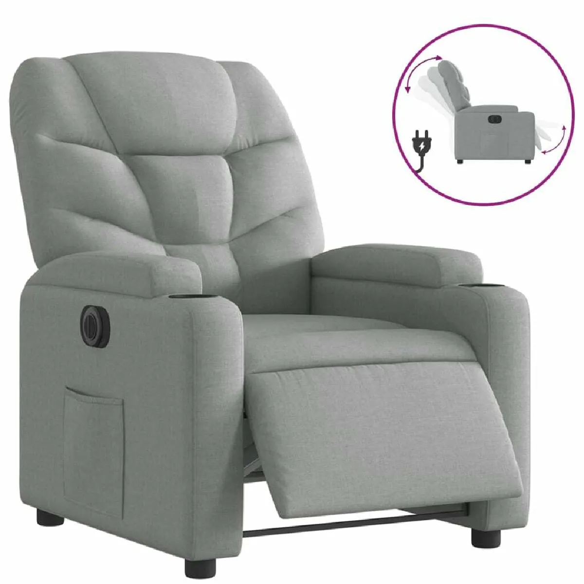 Fauteuil Relax pour salon, Fauteuil inclinable électrique Gris clair Tissu -GKD59431