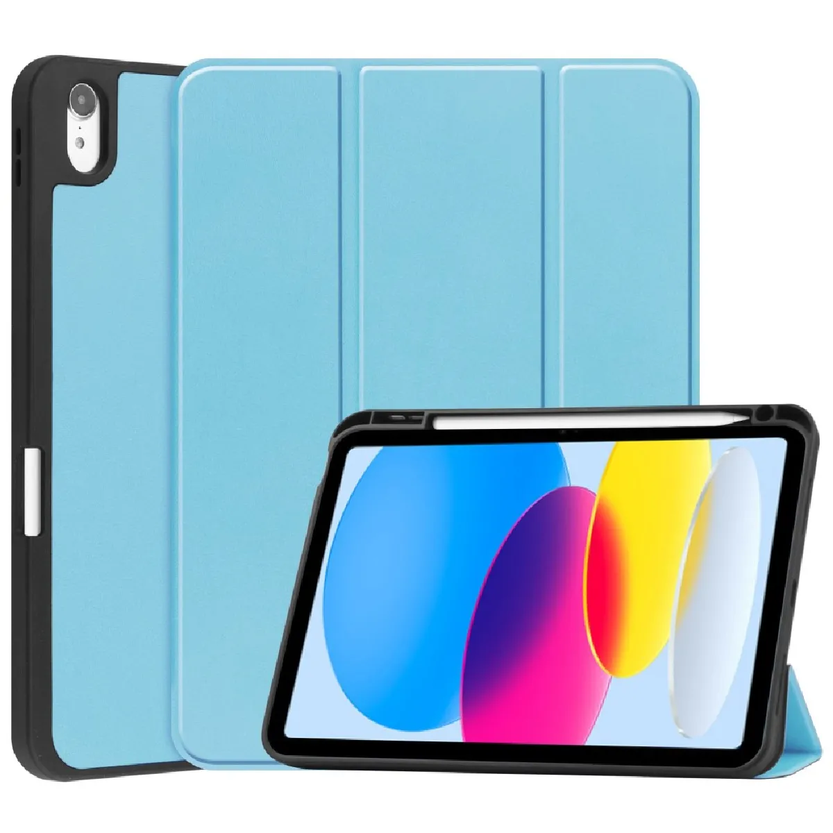 Etui en PU fonction d'éveil/veille automatique avec support tripliure et porte-stylo pour votre iPad 10.9 (2022) - bleu ciel