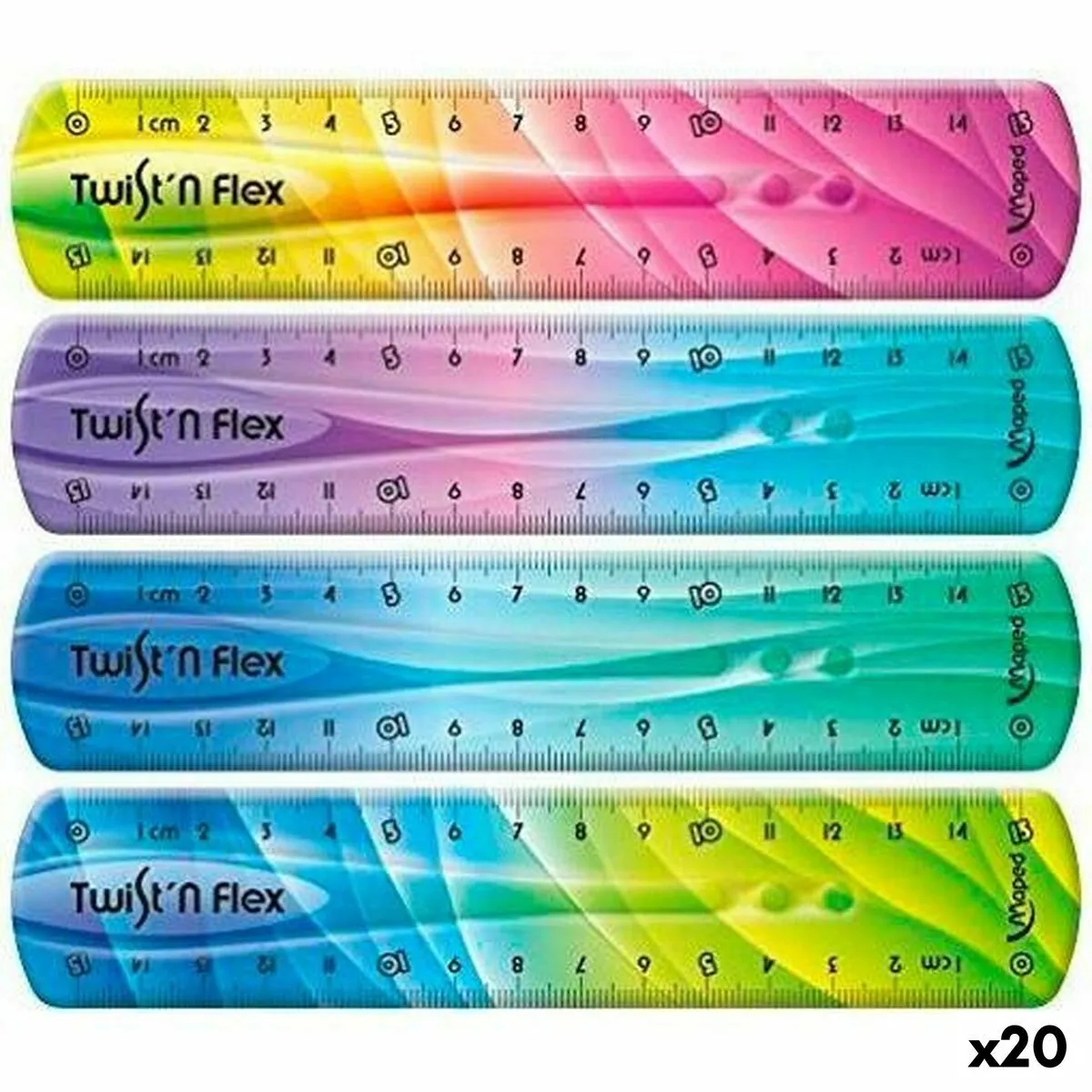 jeu de règles Maped Twist'n Flex Multicouleur 15 cm Flexible 20 Unités