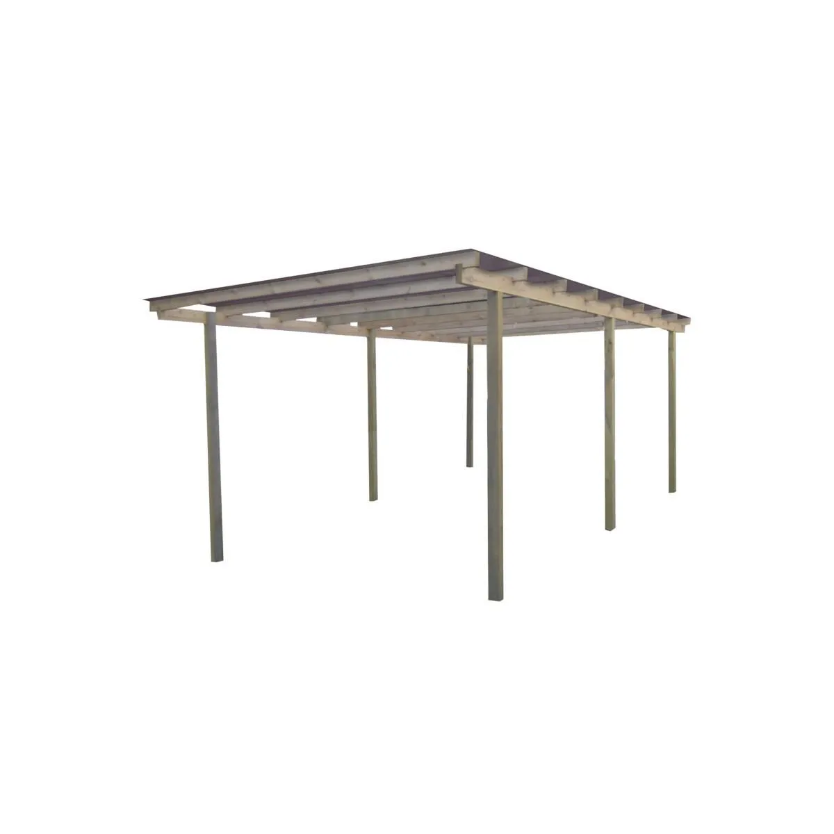 Carport en bois et panneaux ondulés 3x5 m Budget.