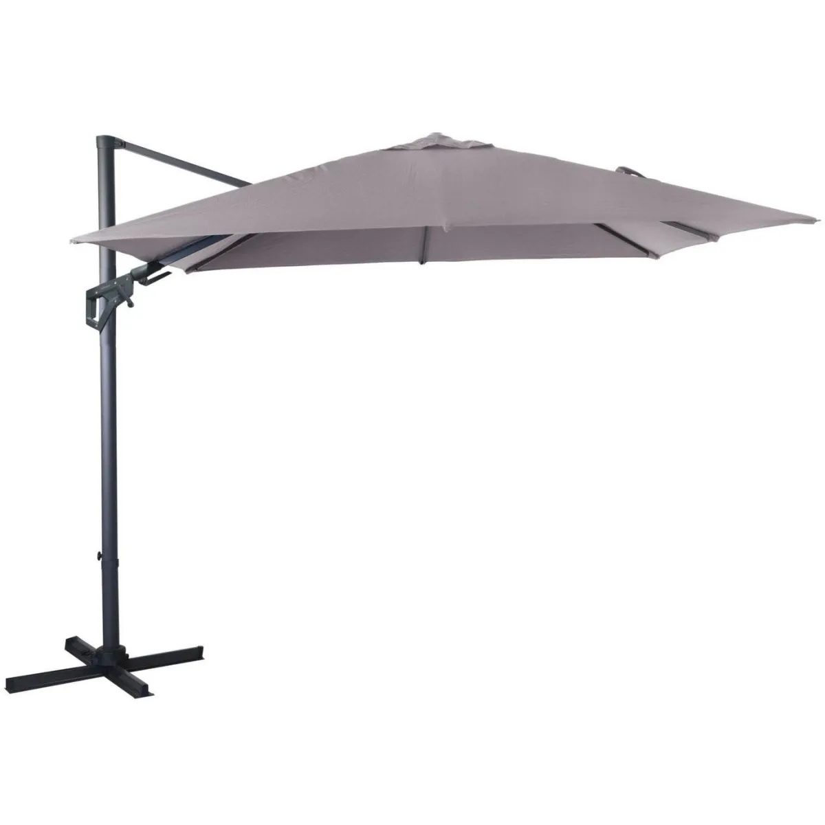 Parasol déporté orientable 360° inclinable gauche droite 3 x 3 m Orient Taupe.