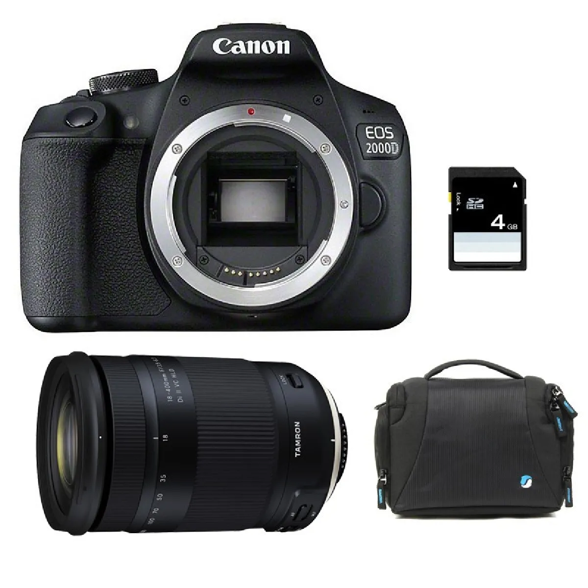 PACK CANON EOS 2000D + TAMRON 18-400 VC + Sac + Carte SD 4Go