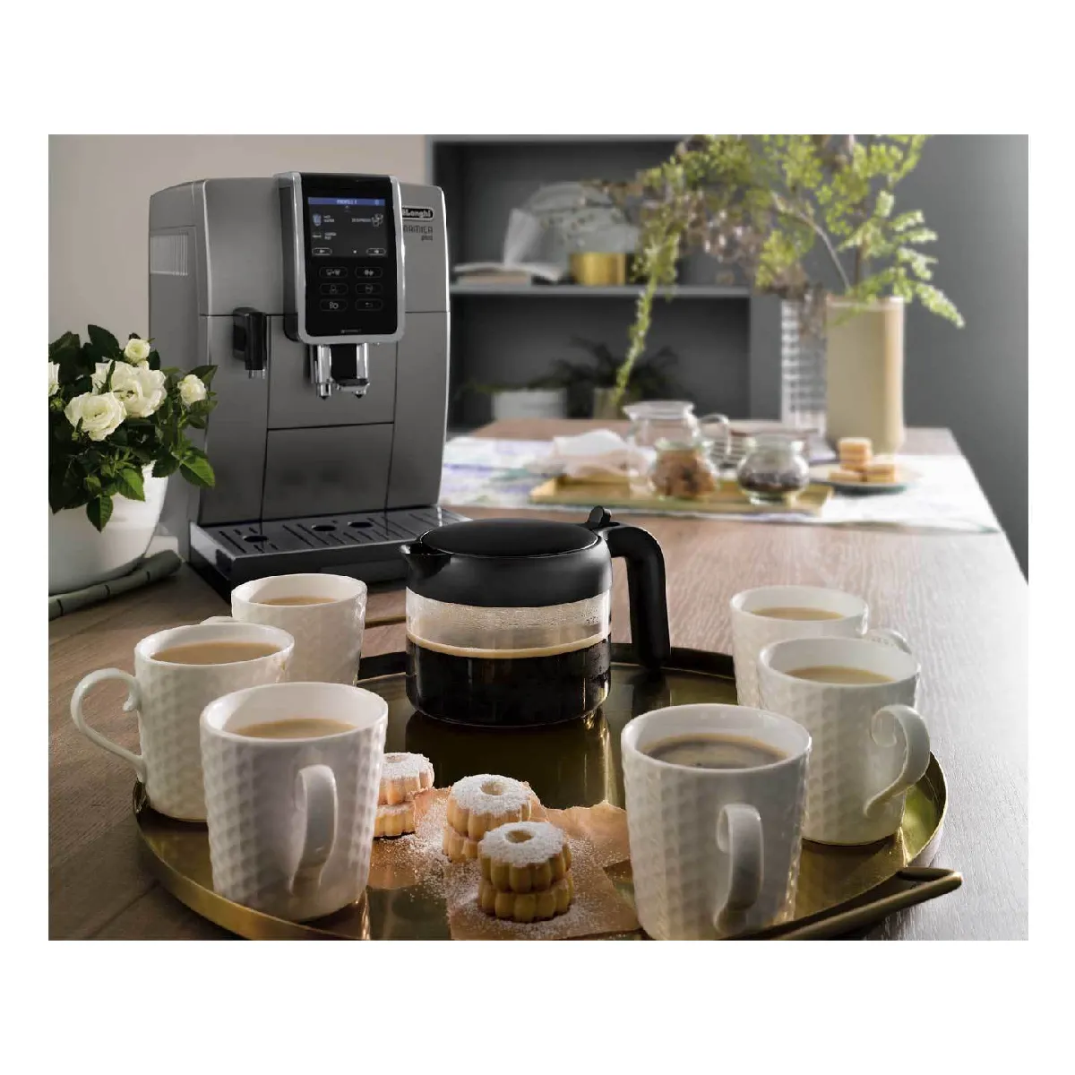 machine à expresso avec écran et broyeur pour Café en grains et moulu 1450W gris