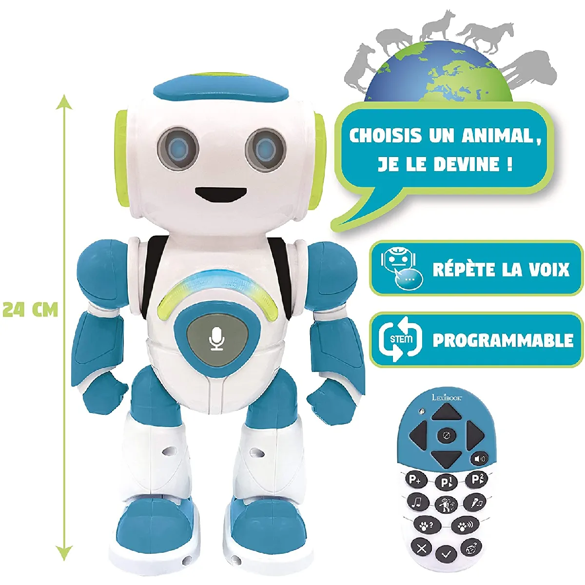 robot Intelligent Qui lit pour garçons et Filles Danse Joue de la Musique Quiz Animaux vert bleu