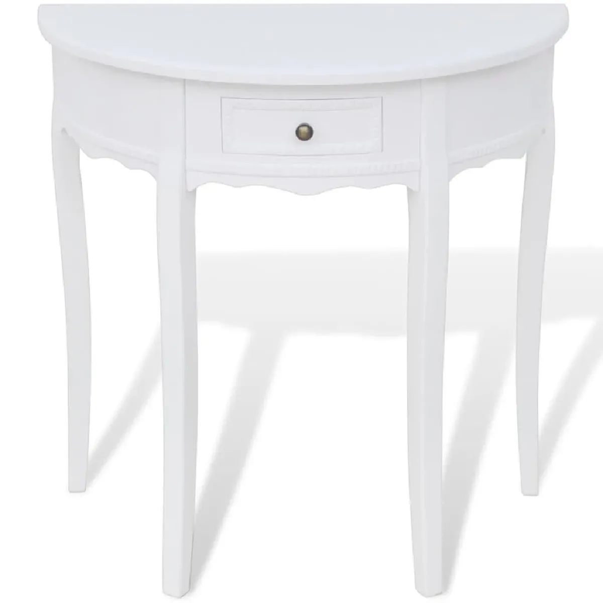 Table console - Meuble d'entrée - Table d'appoint avec tiroir Demi-ronde Blanc -GKD58496