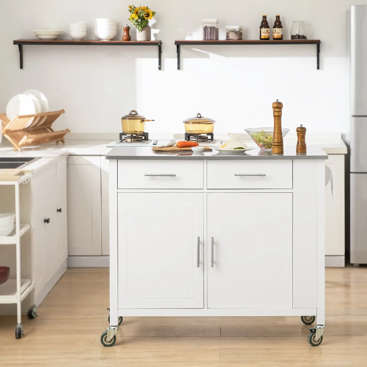 SoBuy FKW108-W Desserte Roulante Chariot de Cuisine Meuble de Rangement à roulettes Buffet Multifonctionnel