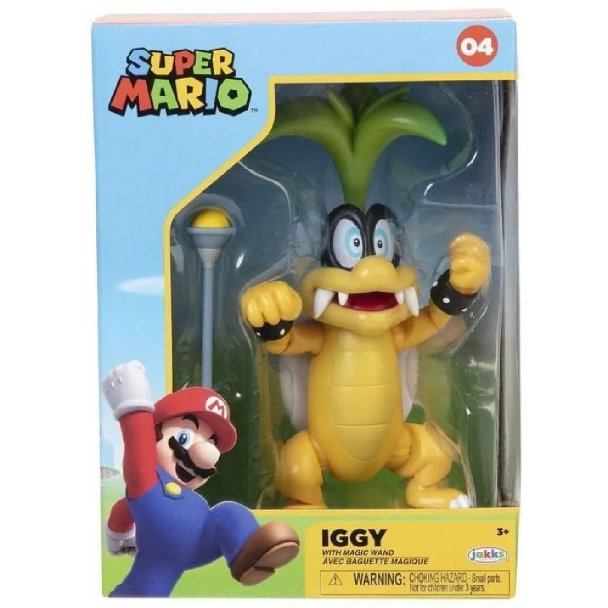 Figurine - JAKKS PACIFIC - Super Mario Bros : Iggy + Bâton - 10 cm