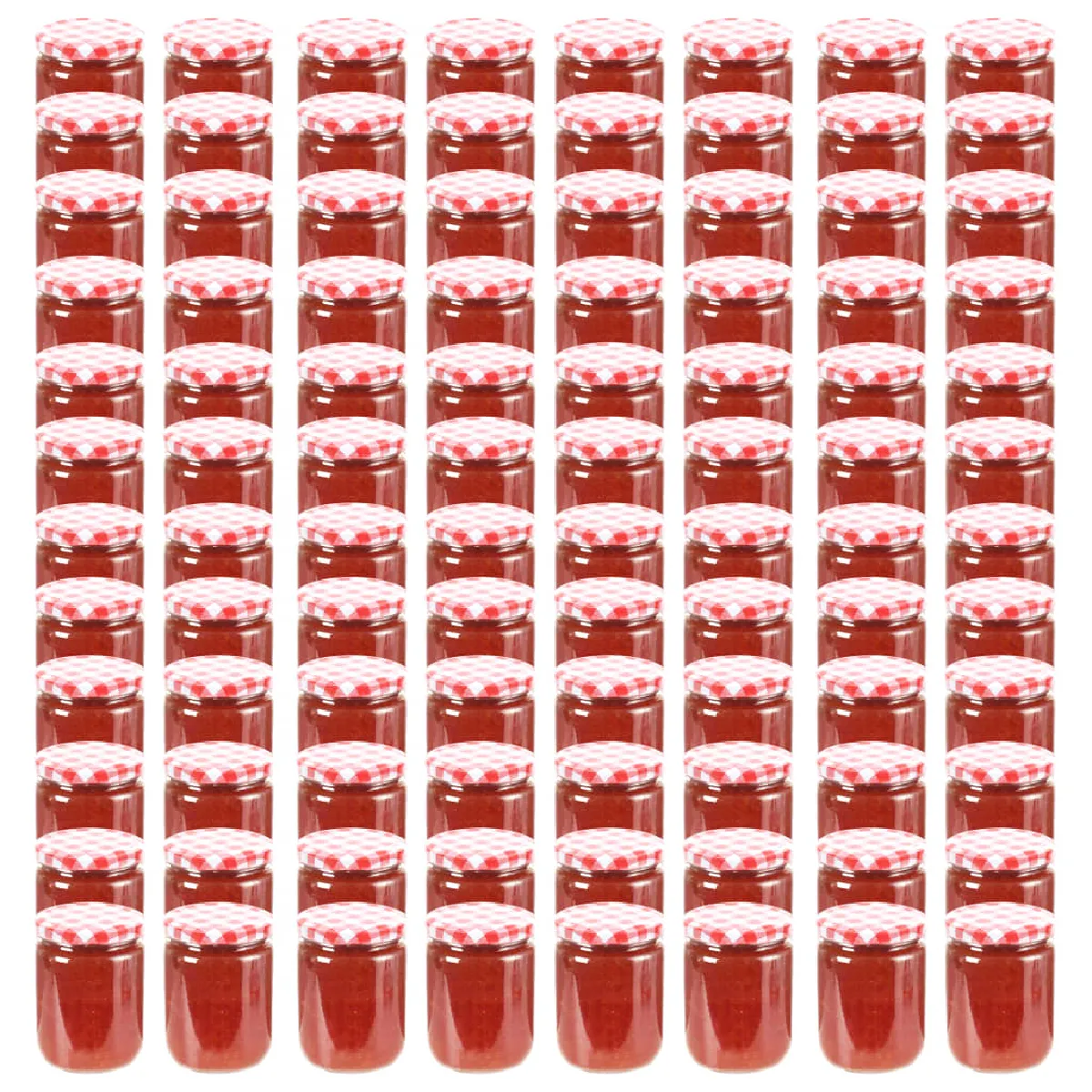 vidaXL Pots à confiture Couvercle blanc et rouge 96 pcs Verre 230 ml