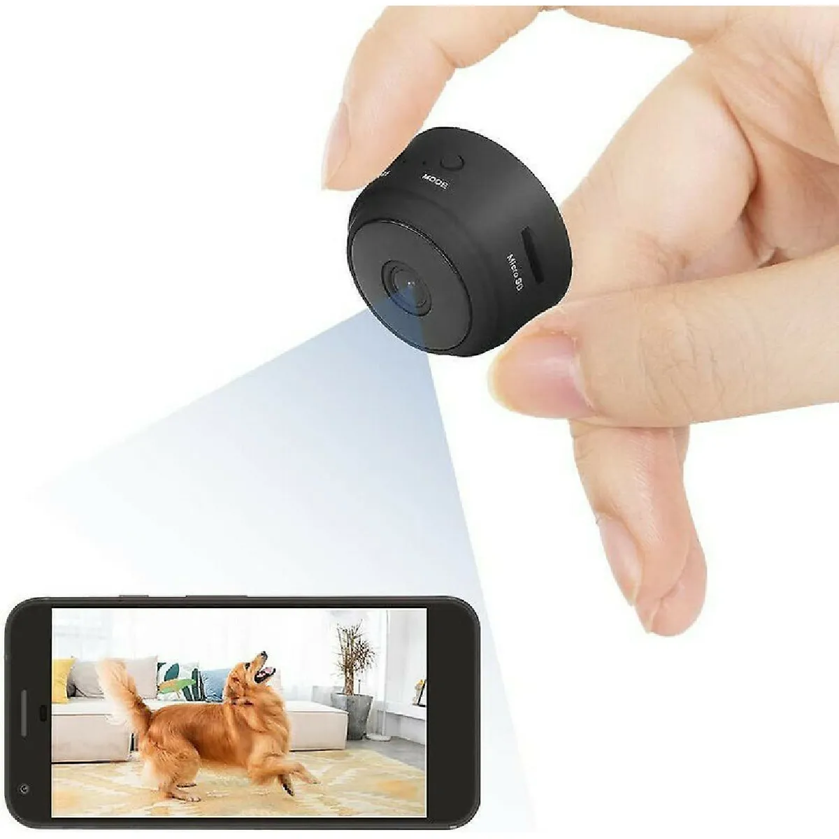 Mini Camera Espion Caché Enregistreur,Full HD 4K Micro Caméra WiFi Exterieur sans Fil Nanny Caméra Cachée avec Vision Nocturne,Interieur /Exterieur-noir