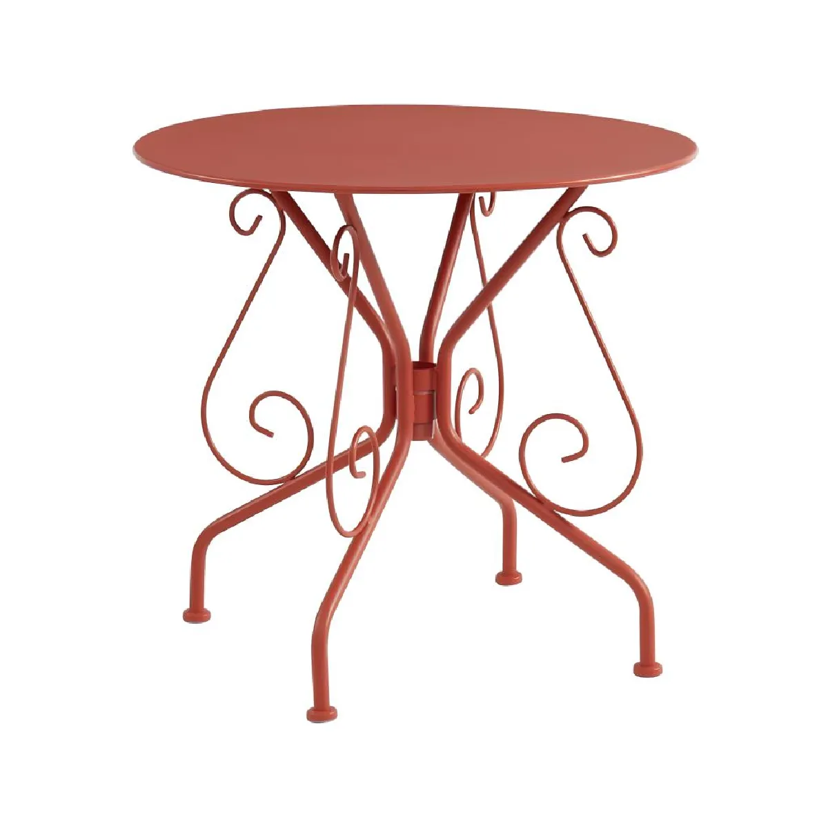 Table de jardin D.80 cm en métal façon fer forgé - Terracotta - GUERMANTES de MYLIA