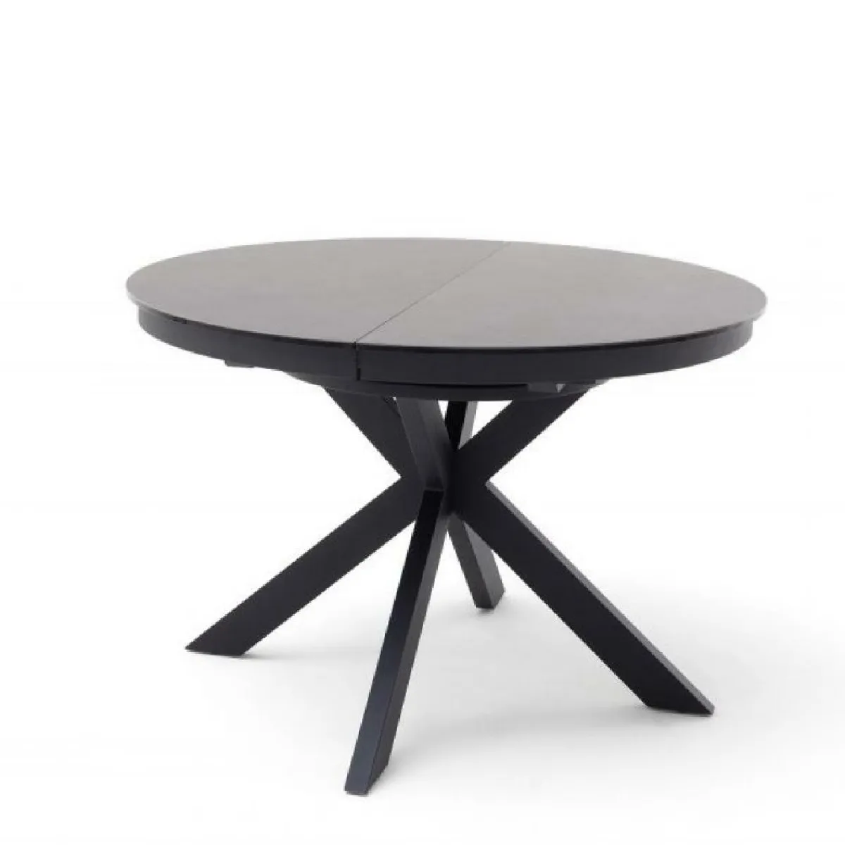 Table ronde extensible design WINNIE diamètre 120cm Gris céramique/Pieds Métal noir laqué mat