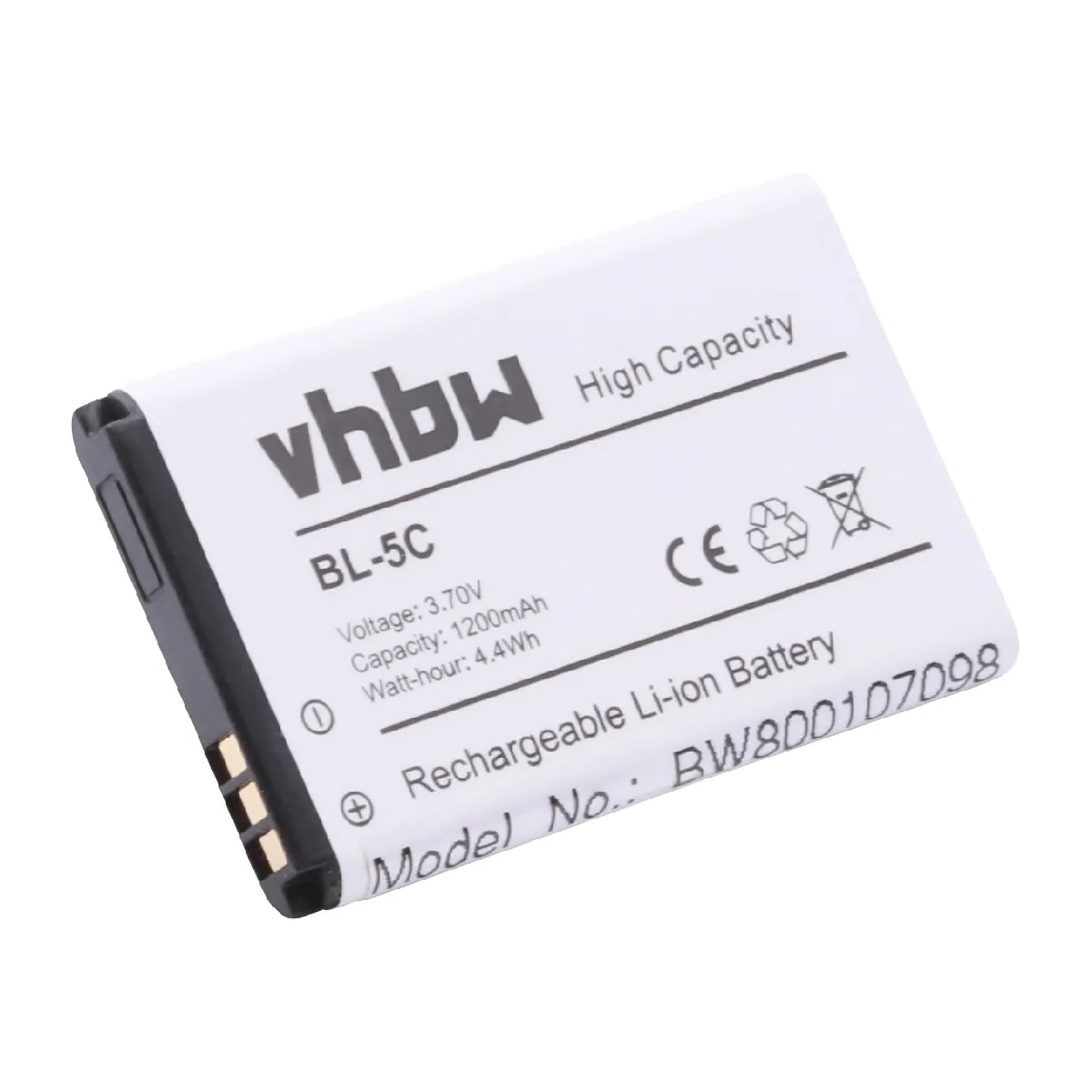 vhbw Li-Ion batterie 1200mAh (3.7V) pour téléphone Smartphone Doro PhoneEasy 6030, 6031, 6520, 6521 ou encore BL-5C