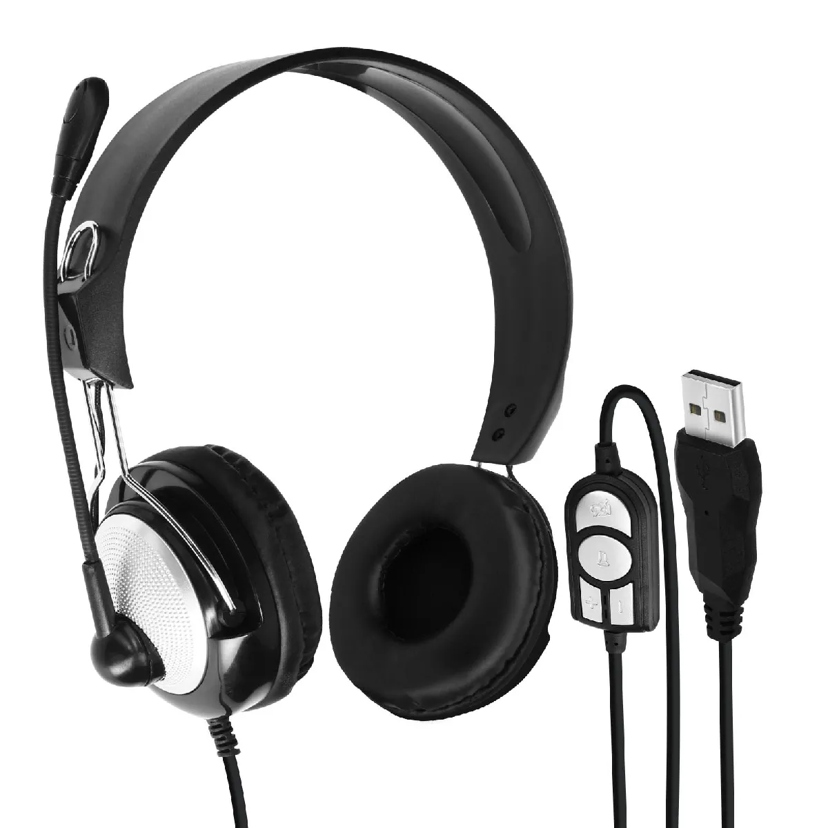 Casque Filaire pour Ordinateur avec Micro sur Perche Boutons de Commande - LinQ