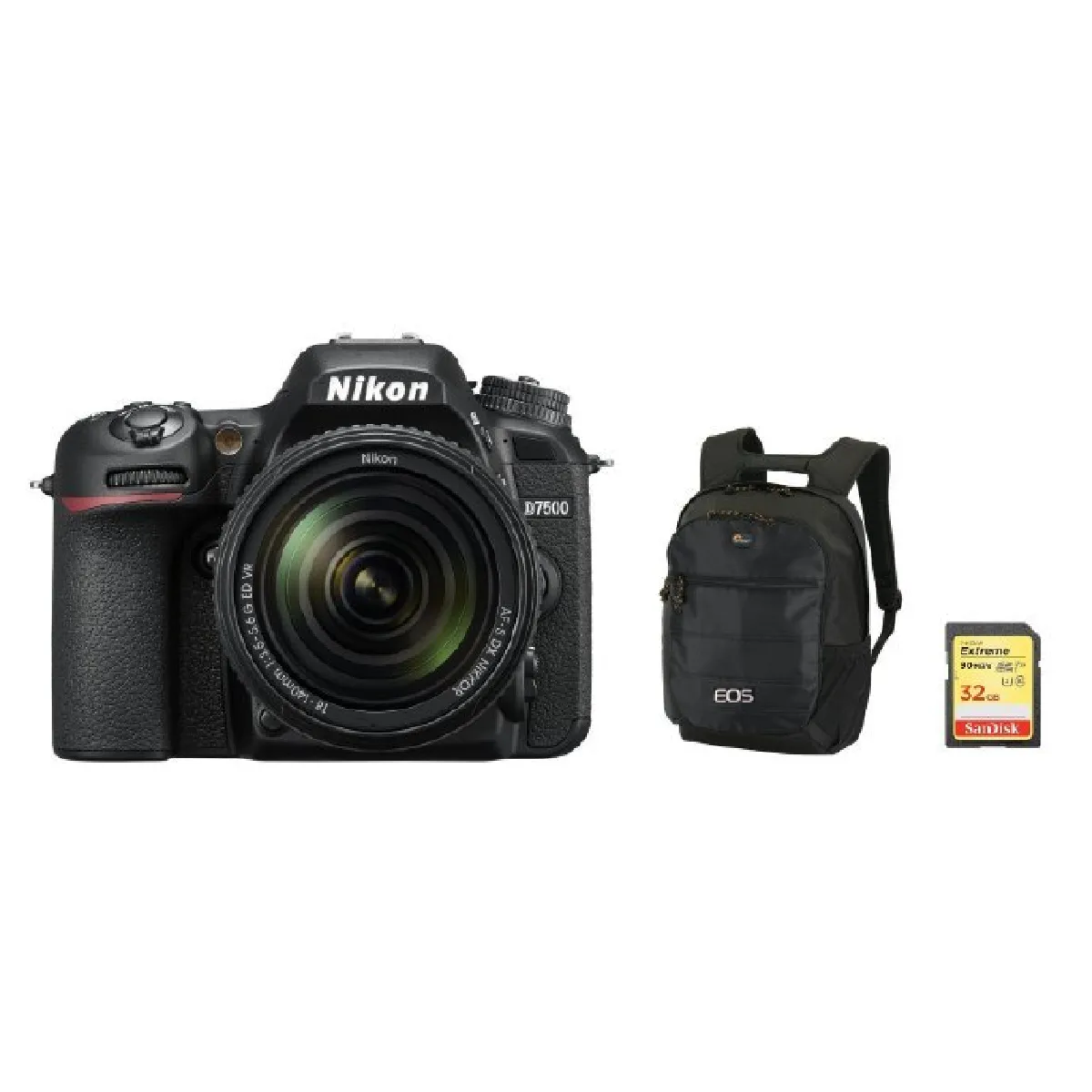 NIKON D7500 KIT AF-S 18-140MM F3.5-5.6G ED VR DX + Backpack Black +32GB SD card