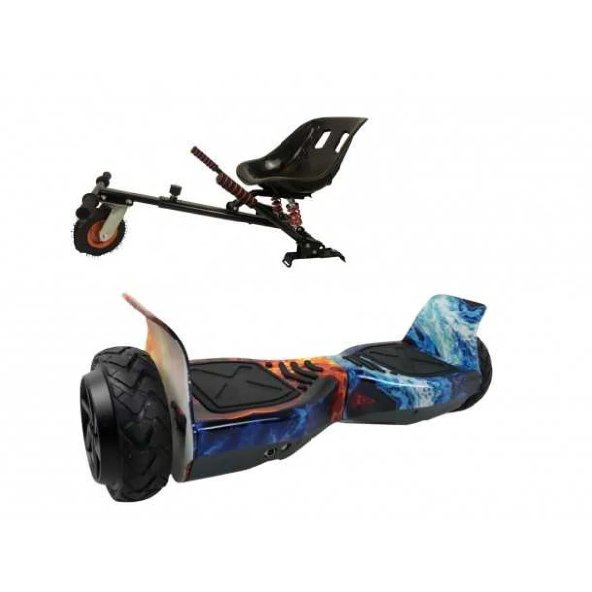 Pack Hoverboard Petit Hummer Flamme Bleu et Hoverkart Tout Terrain