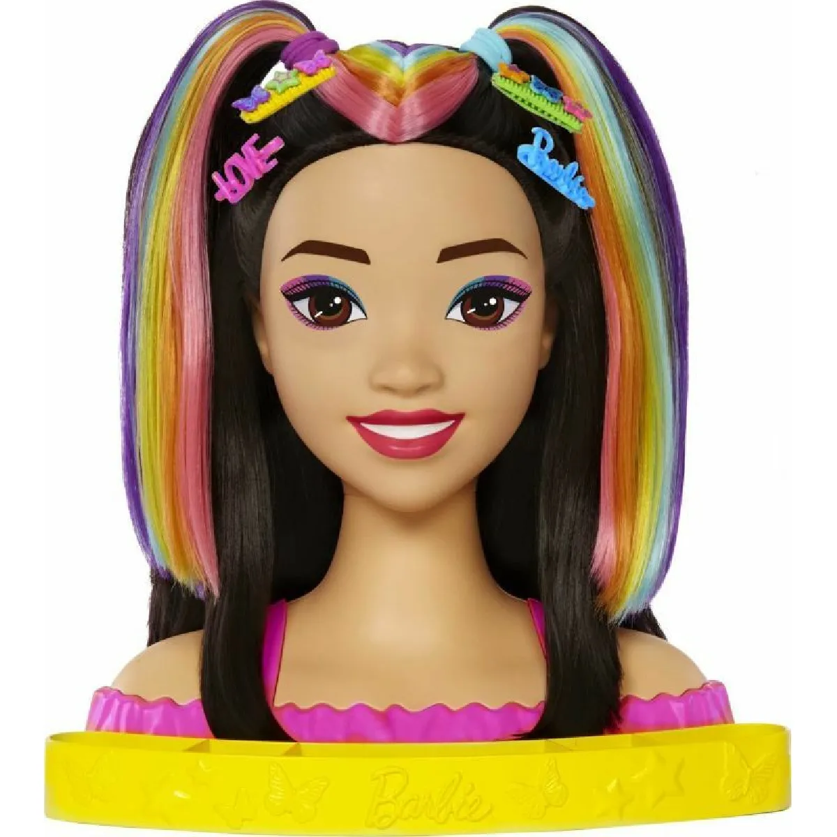 Barbie Tête À Coiffer Ultra Chevelure, Cheveux Noirs Lisses Avec Mèches Arc-En-Ciel, Avec 22 Accessoires Color Reveal, Jouet Enfant, A Partir De 3 Ans, HMD81