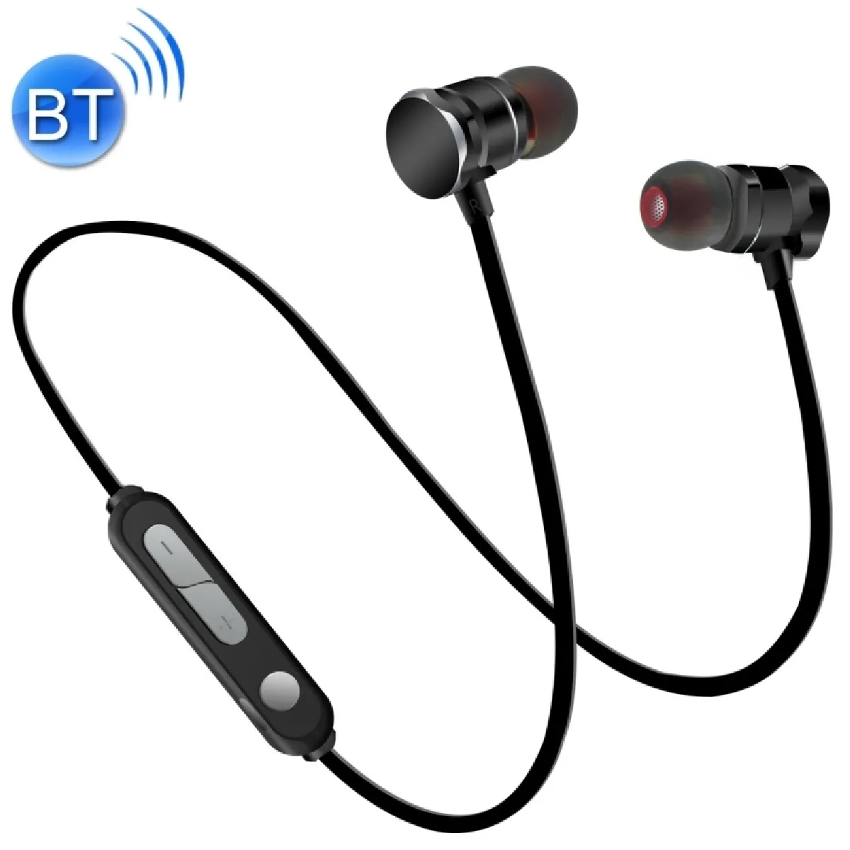 Casque Bluetooth Sport noir pour iPad, ordinateur portable, iPhone, Samsung, HTC, Huawei, Xiaomi, et autres smartphone Absorption magnétique Sweatproof Sports In-Ear avec micro HD, Appels mains libres, Distance: 10m,