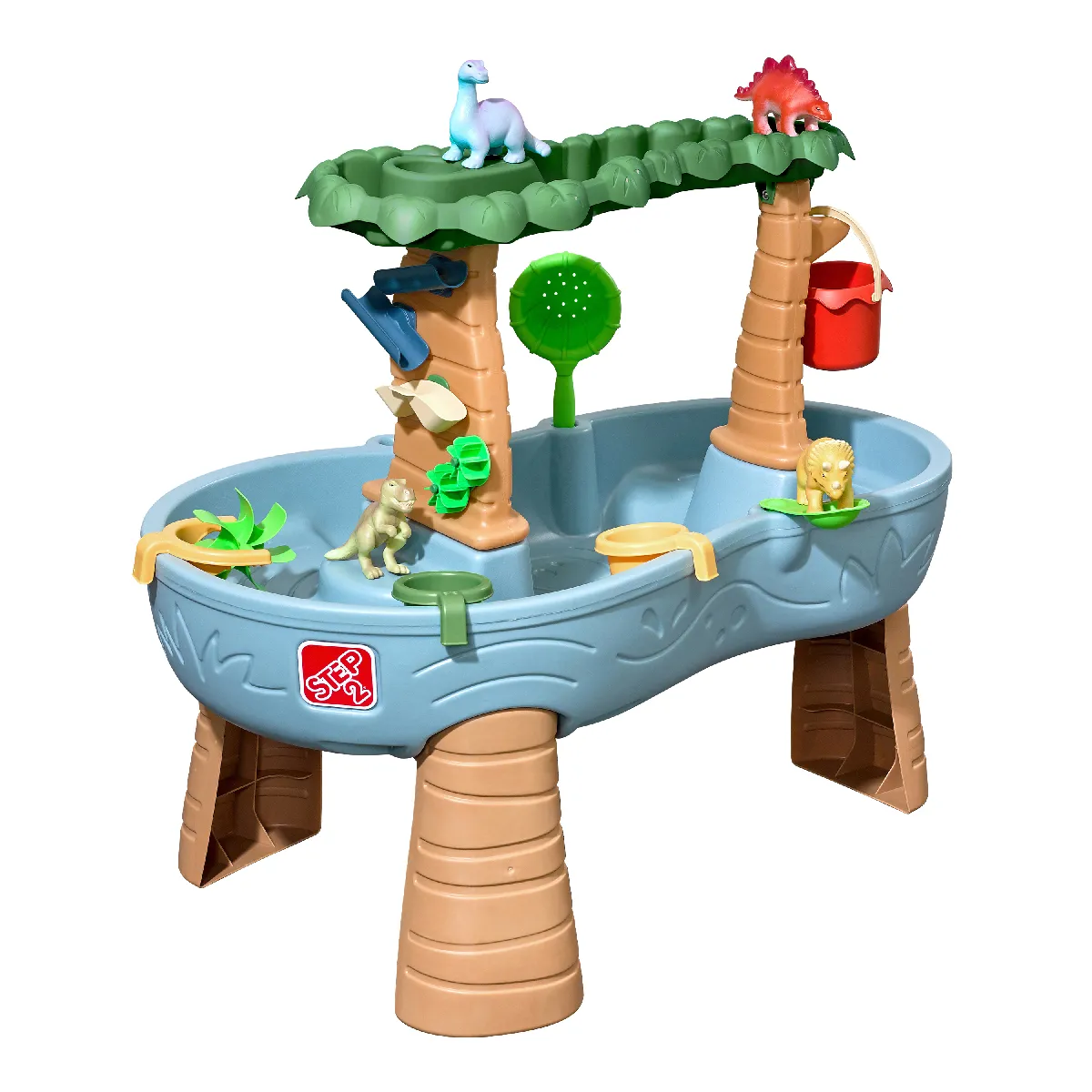 STEP2 Dino Showers Table Sable et Eau - Table Eau et Sable Jouet Dinosaure, Table Jeux d' eau pour plusieurs Enfants - Table d'activité pour le jardin, Table Activité Eau - Table d'eau Extérieur