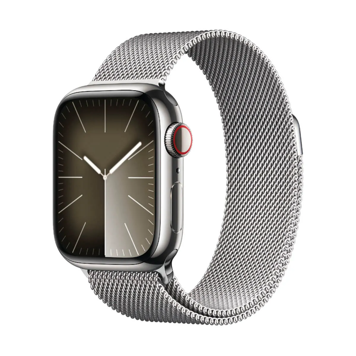 Apple Watch Series 9 GPS + Cellular 41 mm Bracelet en acier inoxydable et boucle milanaise Argent (Silver) MRJ43