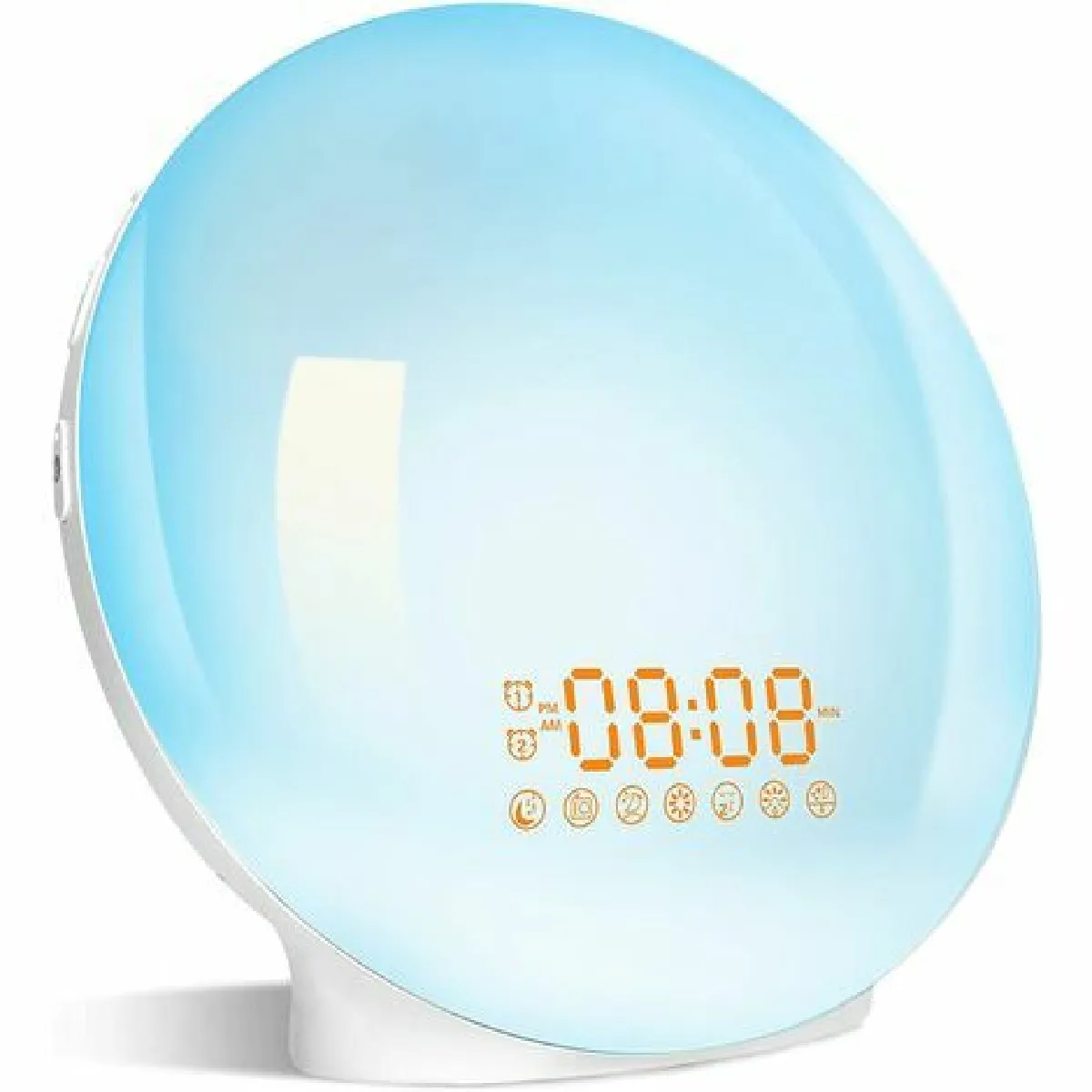 Radio Réveil Lumineux, Lampe De Chevet Avec 20 Niveaux De Luminosité Simulateur D'aube Et Crépuscule 2 Réveils, Veilleuse Enfant Avec 7 Sons Naturels+Enregistrement+Radio Fm, 7 Couleurs, Cadeau Idée