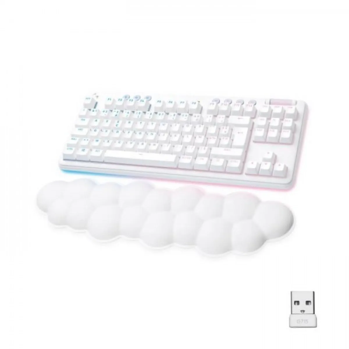 Logitech G - Clavier Gaming - G715 Mécanique Sans Fil Tactile (GX Brown) avec Repose-Poignet - White Mist