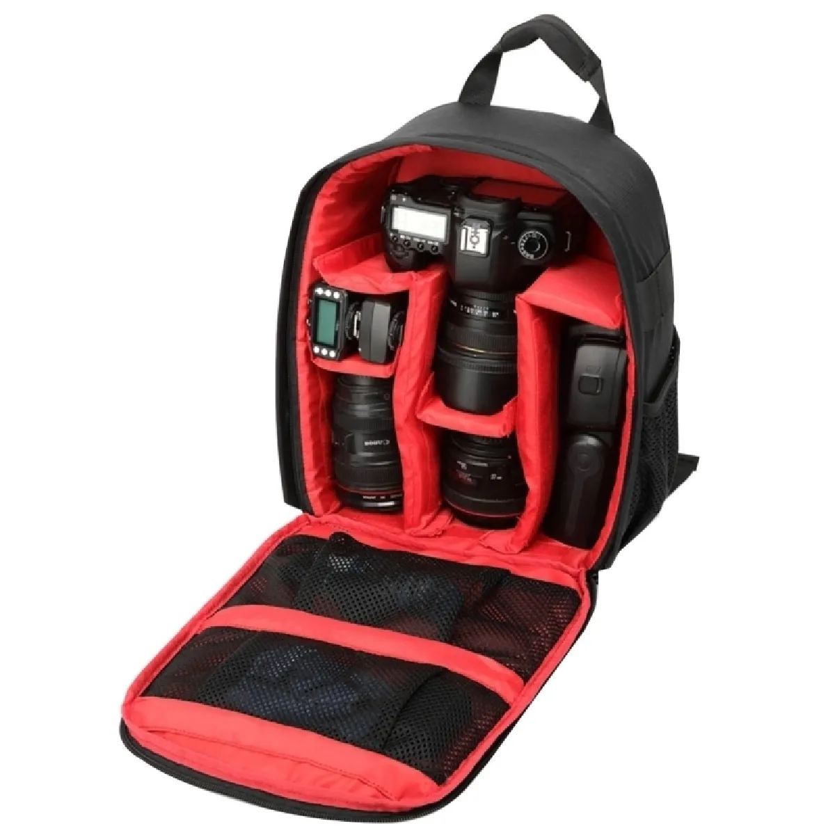 Sac à dos appareil photo rouge pour GoPro, SJCAM, Nikon, Canon, Xiaomi YI, taille: 27,5 * 12,5 * 34 cm à de sport de plein air portable caméra