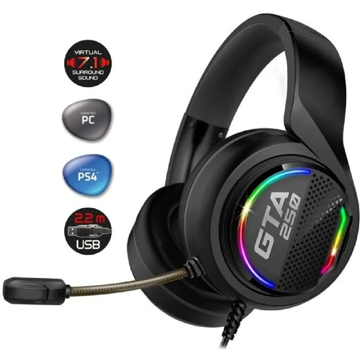 Casque Gaming 7.1 LEDS RGB PS4 PS5 SWITCH XBOX ONE PC - Son Surround Virtuel 7.1 - Haute Qualité